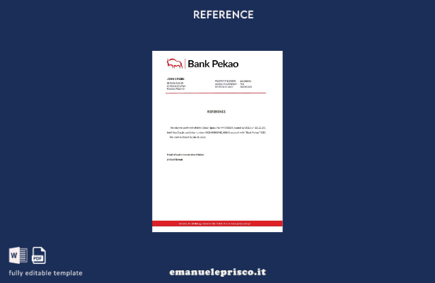 modello di riferimento per la chiusura della Polonia Bank Pekao in stile verific